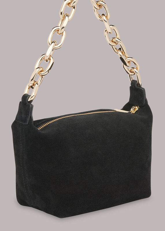 Black Naia Suede Chain Bag