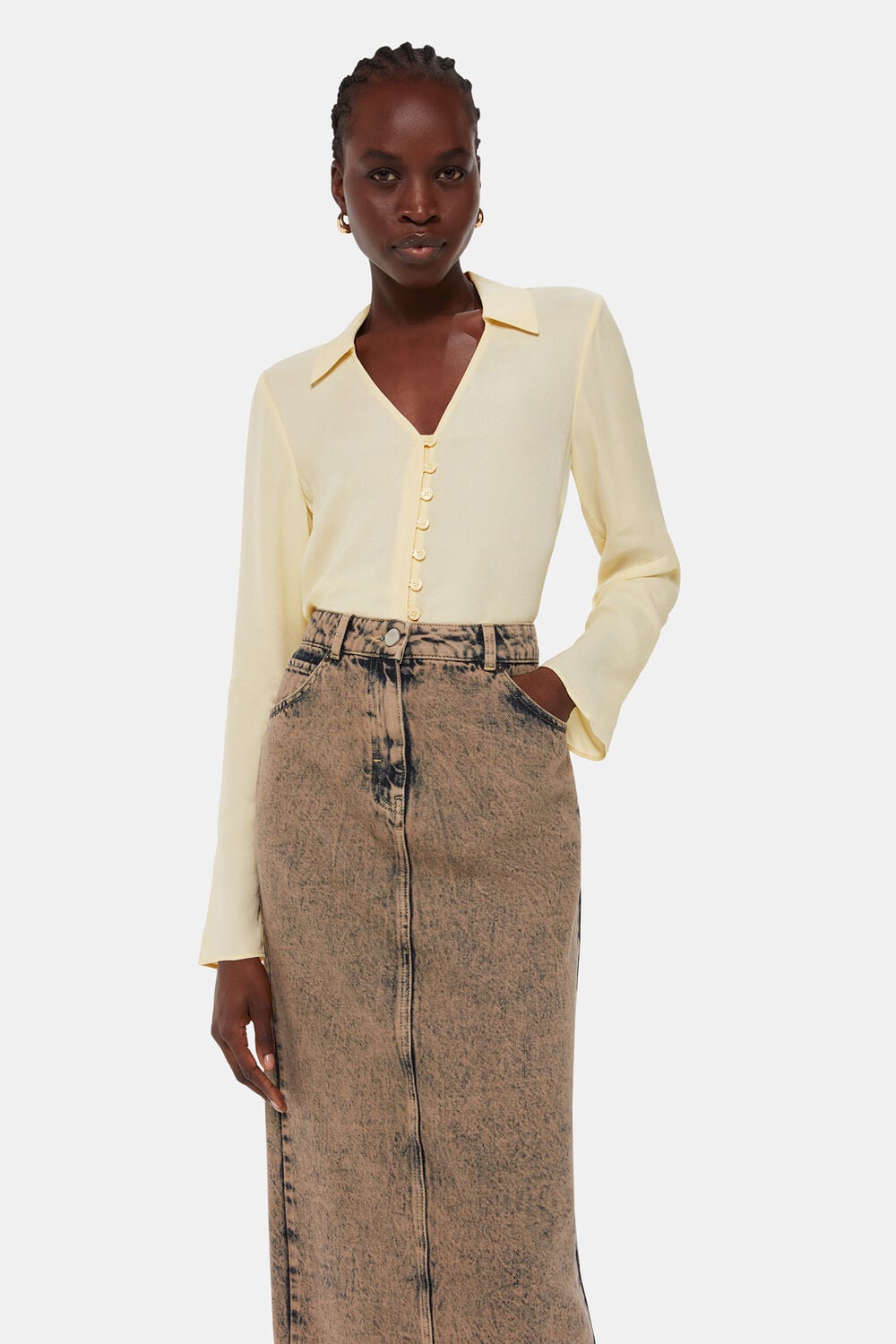 Neutral Daphne Button Front Shirt