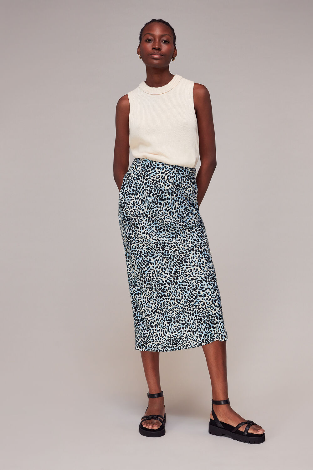 Multicolour Abstract Cheetah Silk Skirt