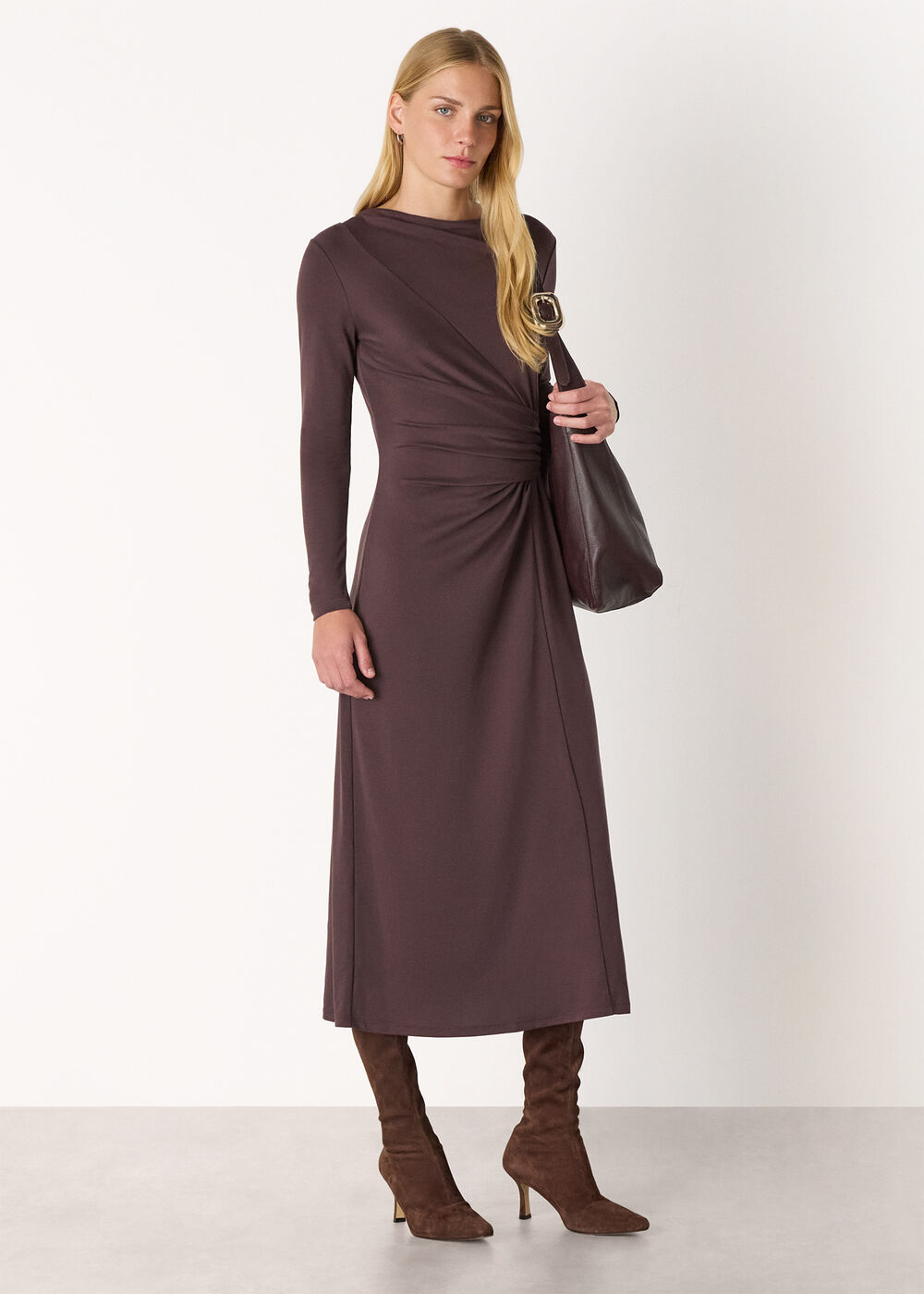 Ruched Detail Midi Dress