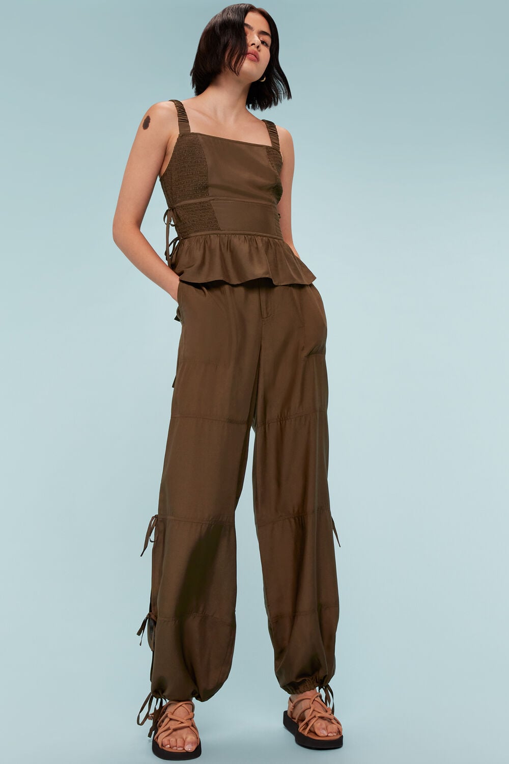 Chocolate Tie Detail Pants&nbsp;