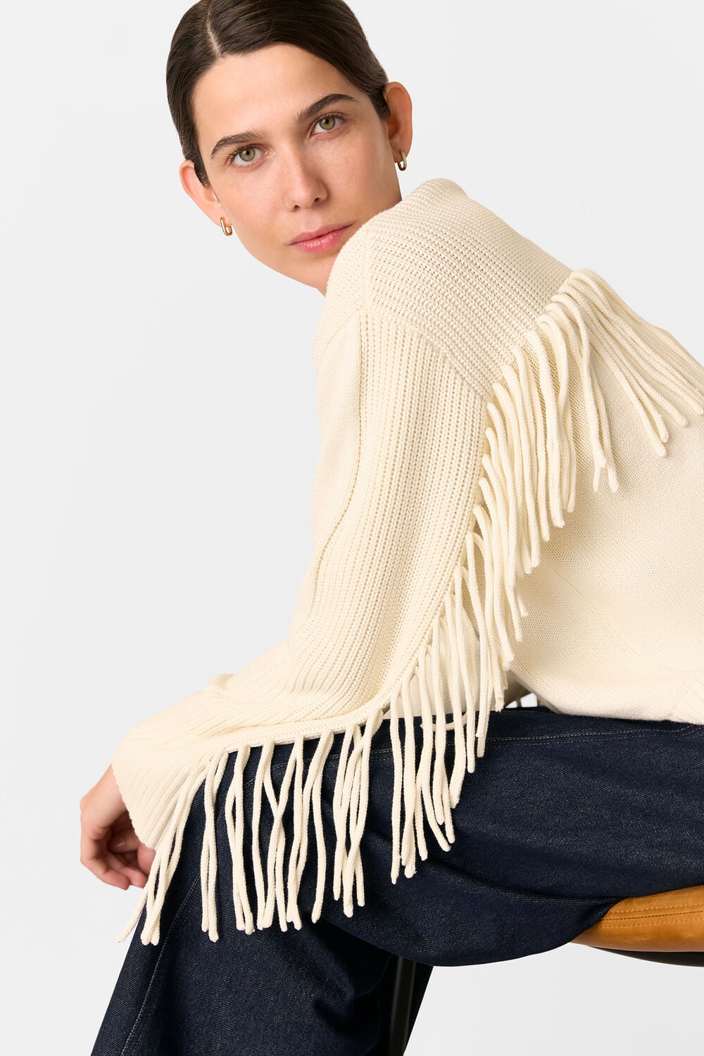Fringed Rib Detail Sweater