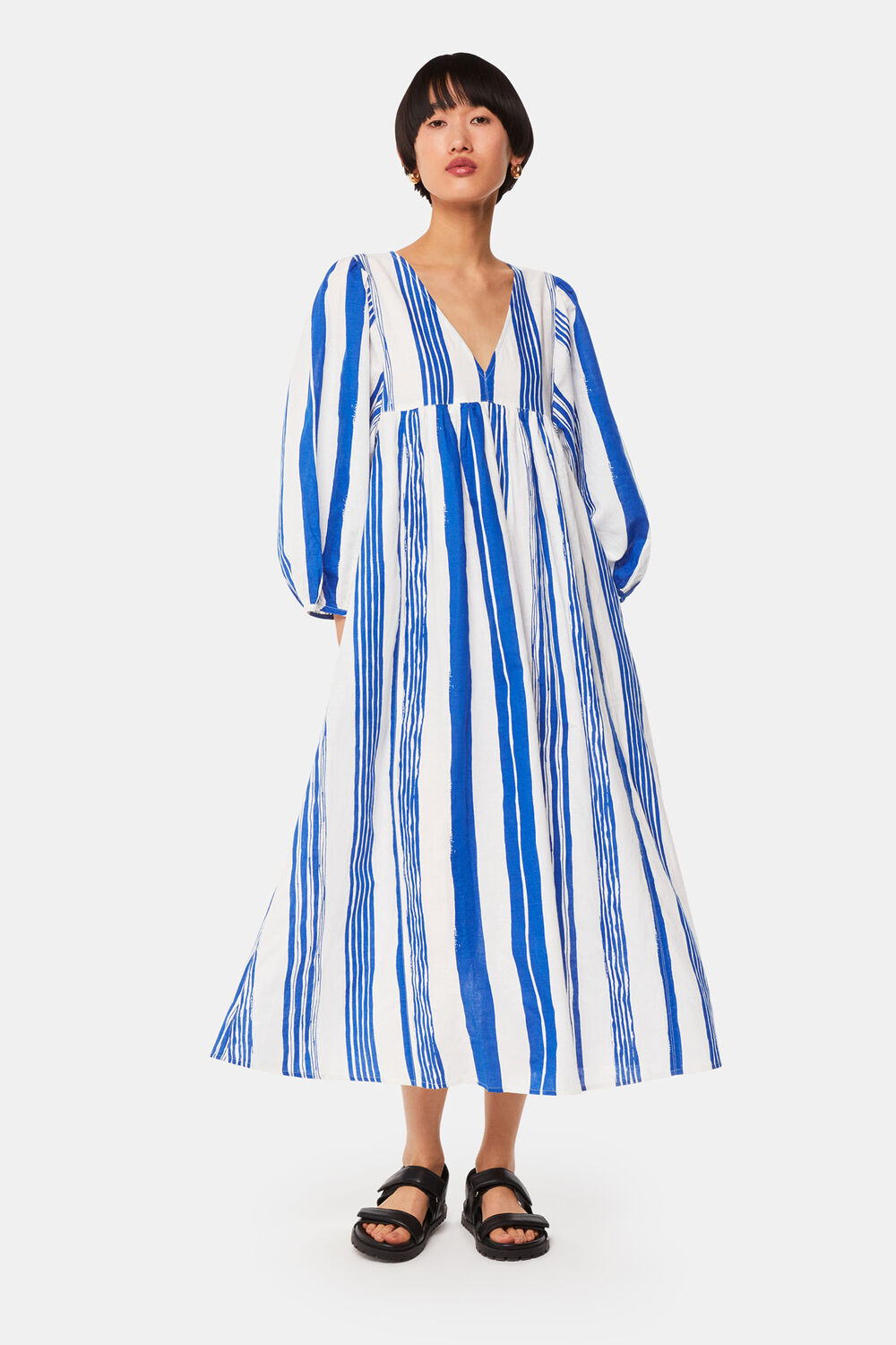 Blue Painted Stripe Gloria Dress