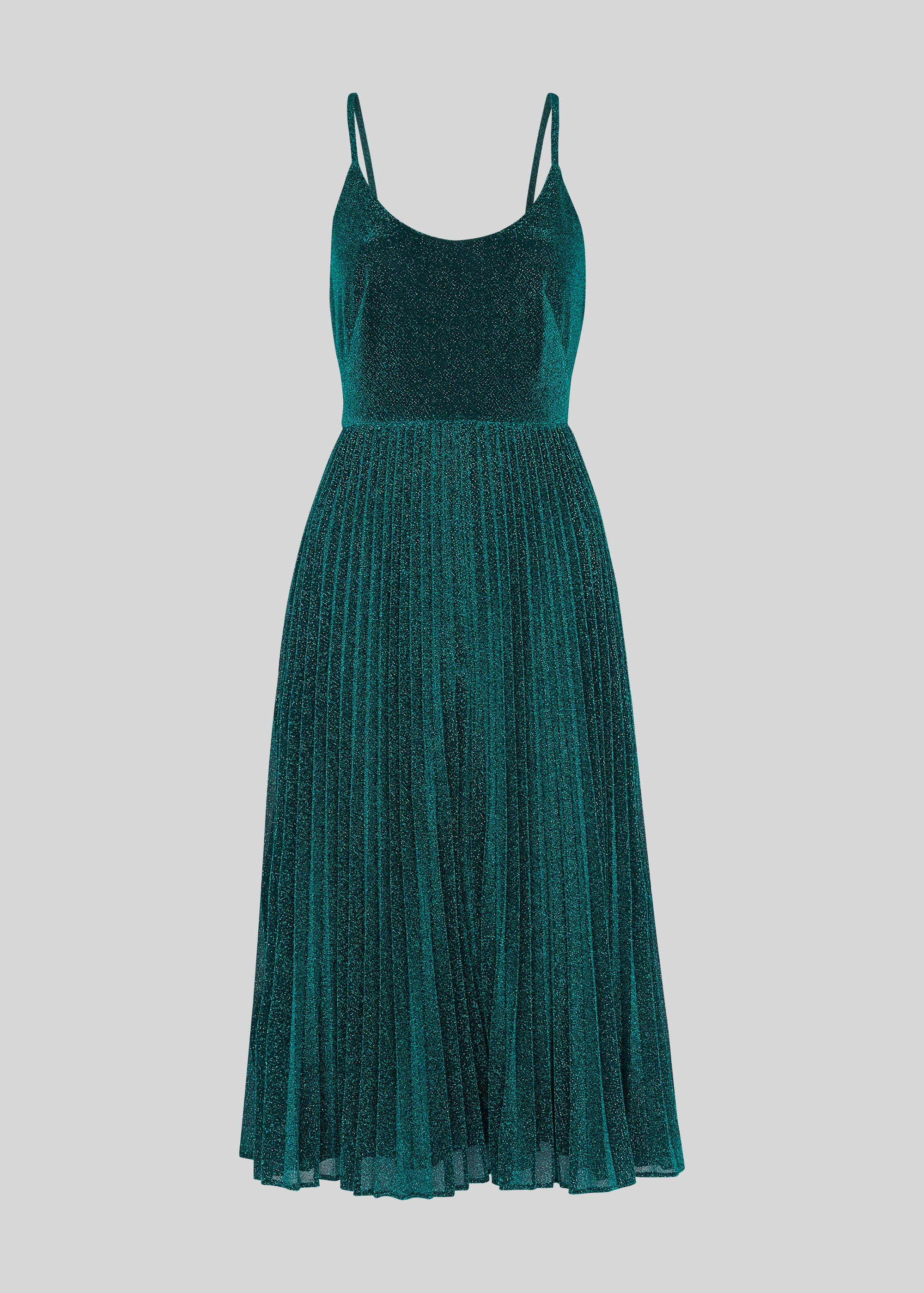 Green Regina Sparkle Pleated Dress WHISTLES
