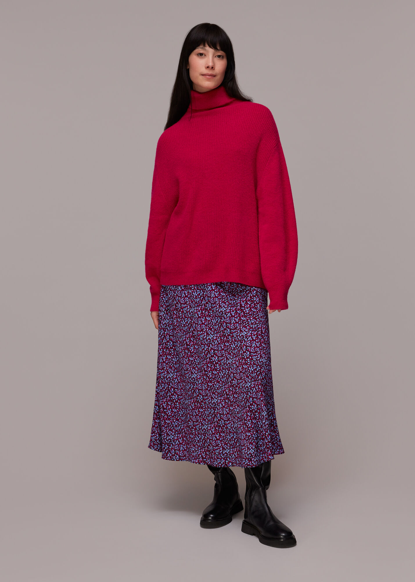Purple/Multi Floral Garden Bias Cut Skirt | WHISTLES | Whistles UK