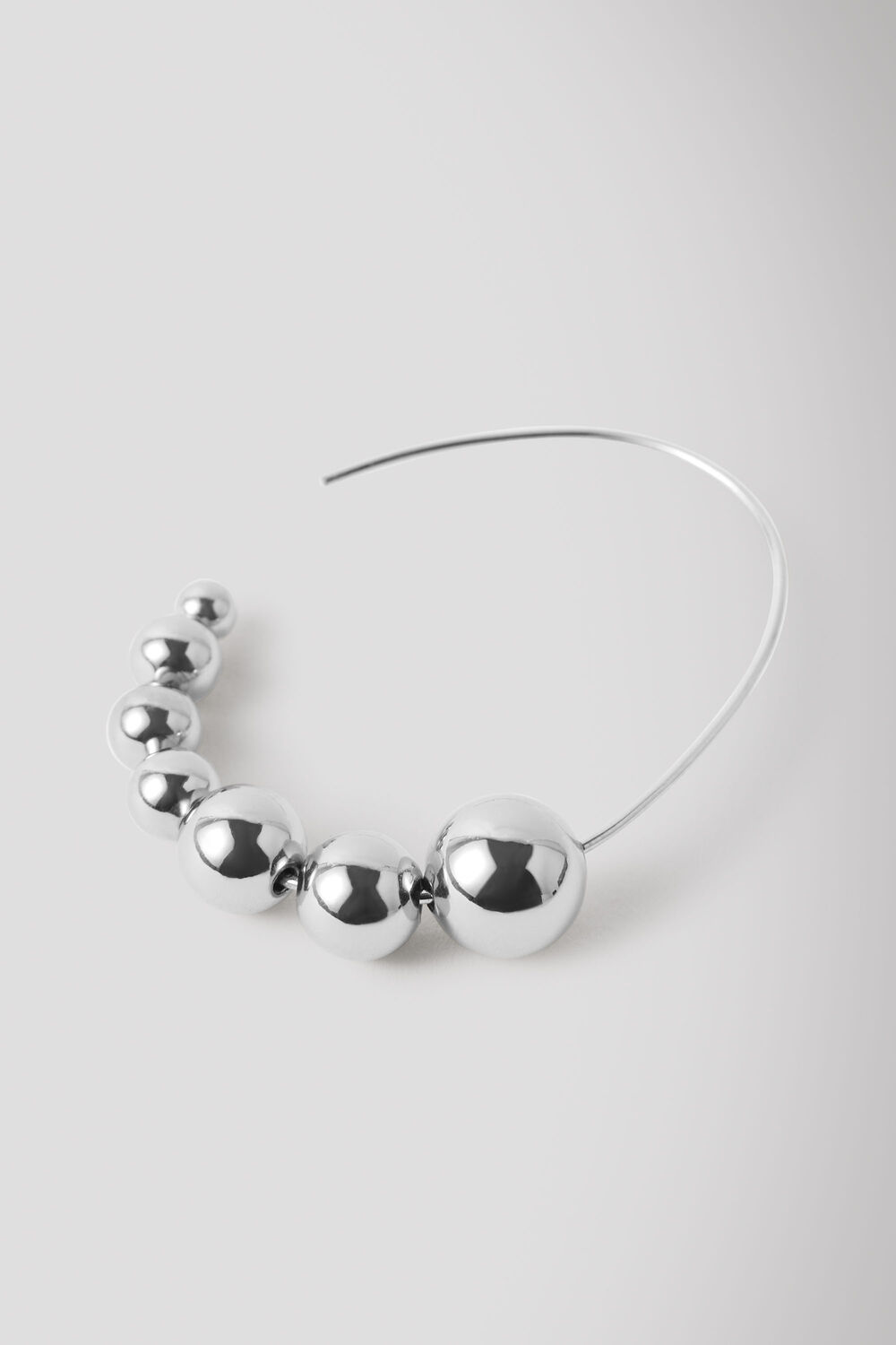 Silver Beaded Curved Wire Earring