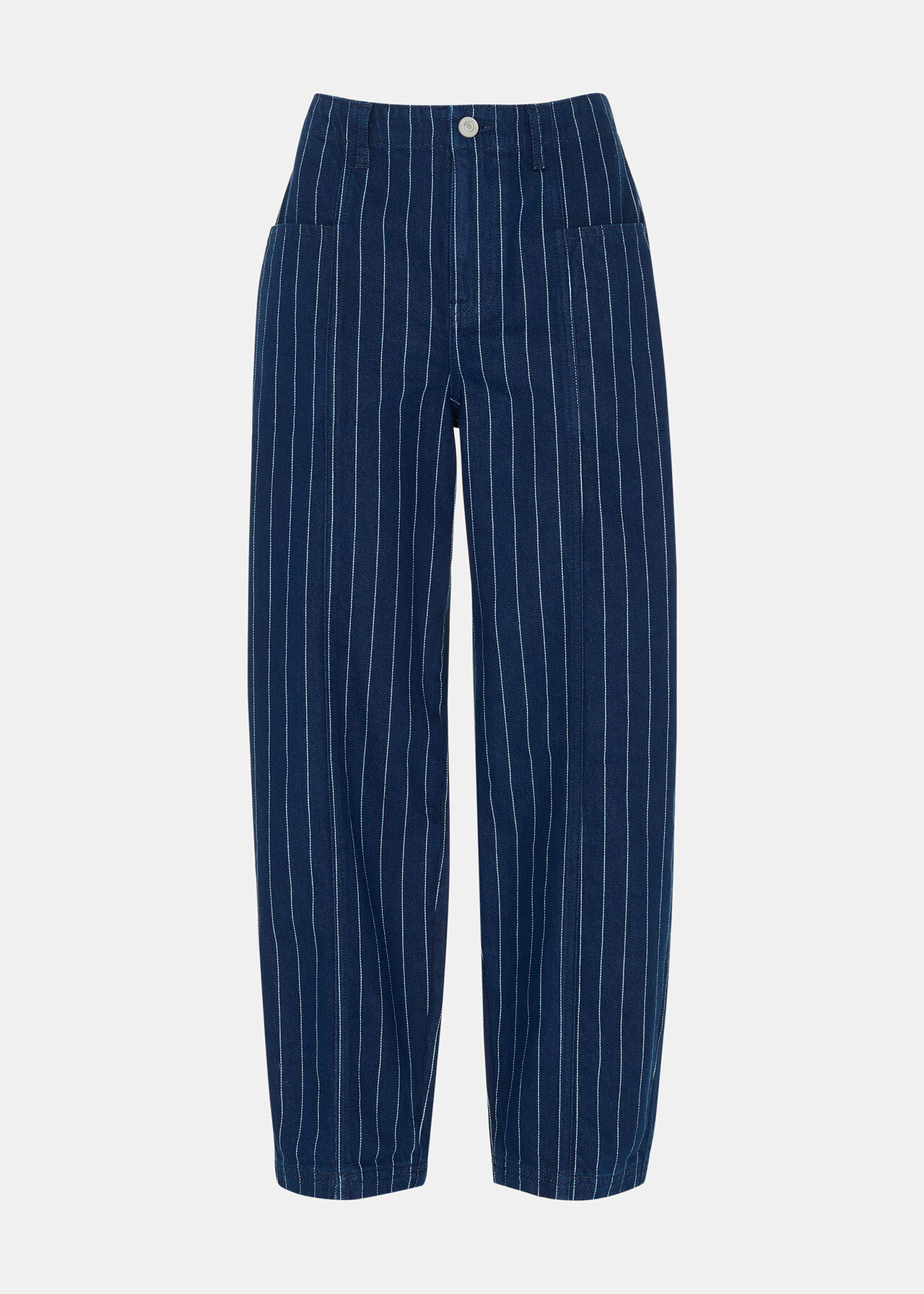 Petite Pinstripe Barrel Leg Jean
