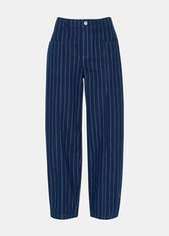 Petite Pinstripe Barrel Leg Jean