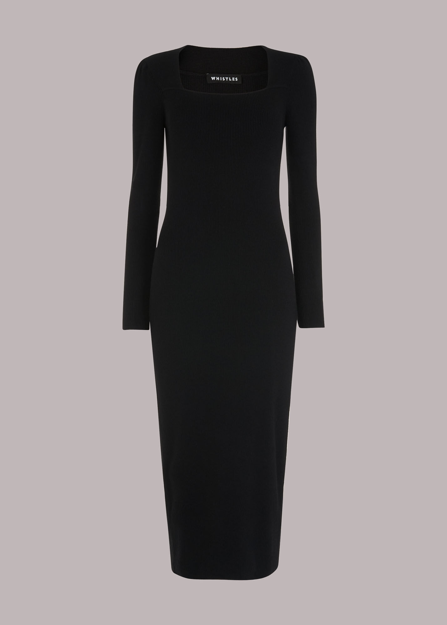 Black Square Neck Knit Dress WHISTLES