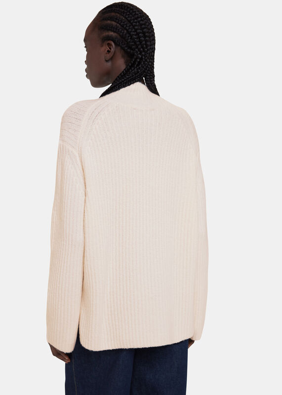 Ivory Wool Mix Rib Mock Neck