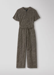 Petite Check Short Sleeve Jumpsuit