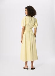 Shirred Cheesecloth Midi Dress