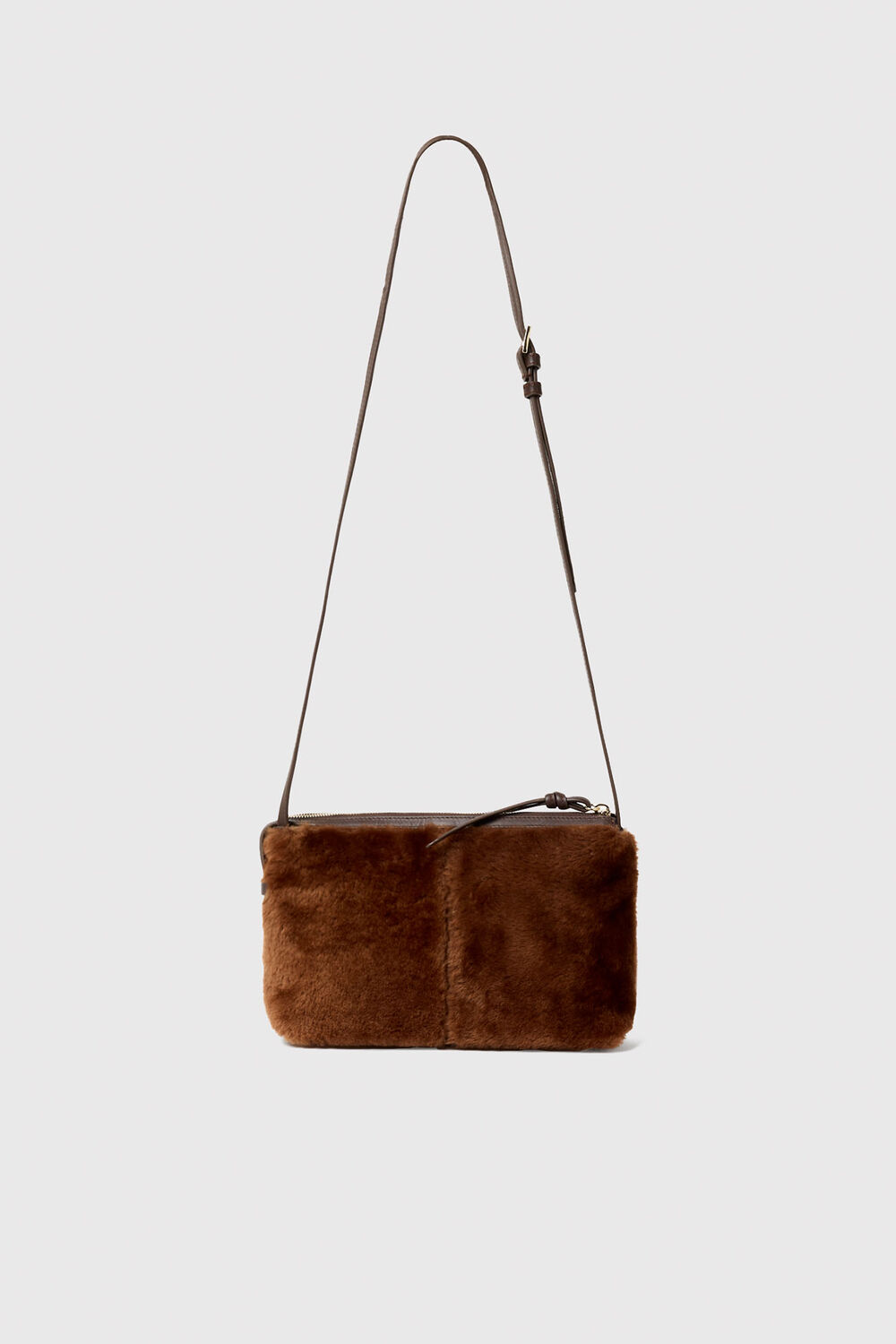 Chocolate Kaia Shearling Crossbody Bag