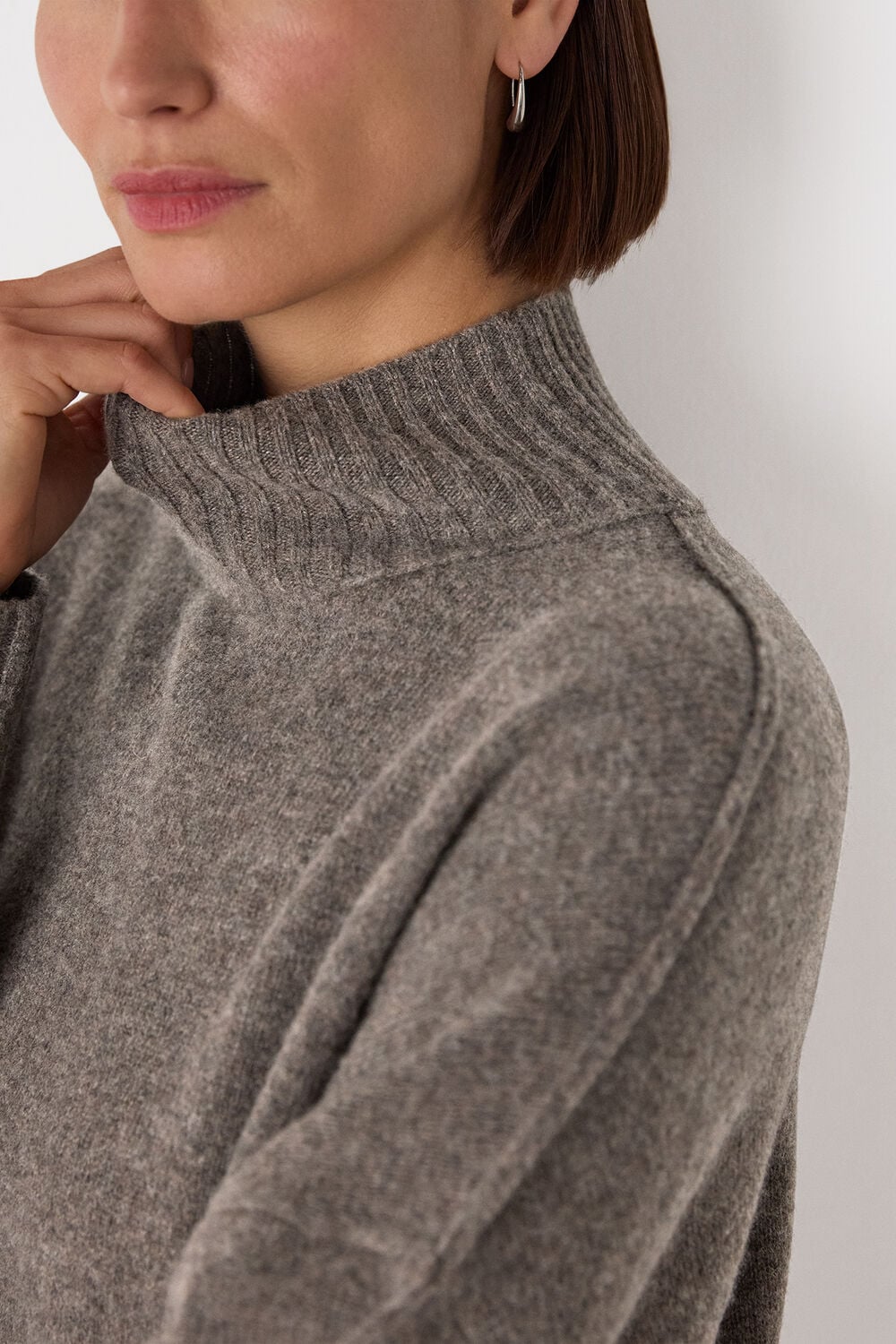 Funnel Neck Wool Mini Dress