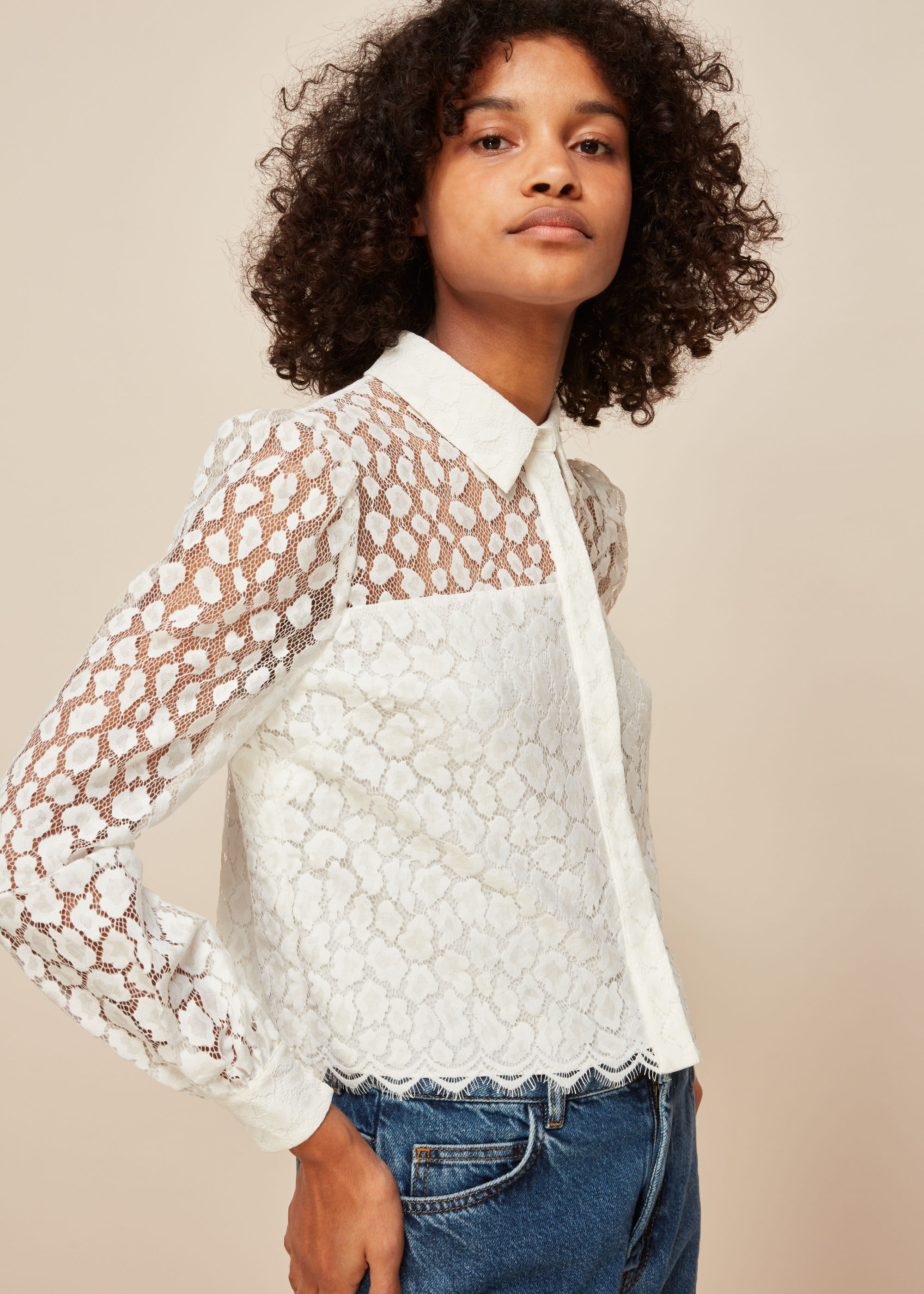 Ivory Animal Lace Shirt | WHISTLES |