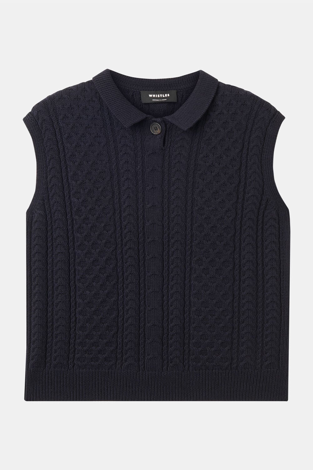 Navy Wool Cable Detail Knit Tank