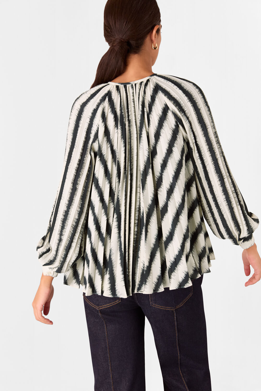 Hazy Stripe Pleated Blouse