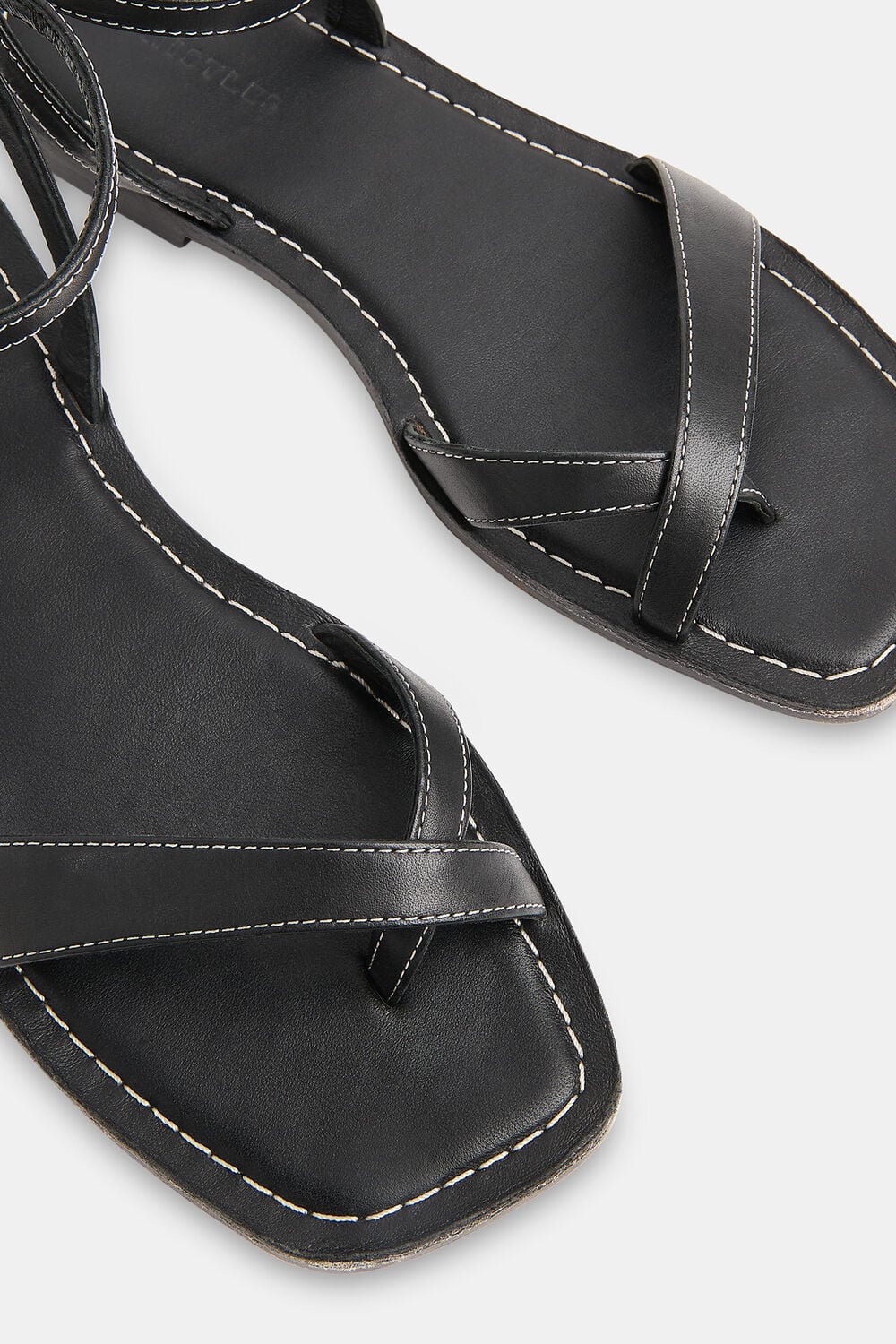 Black Toe Loop Strappy Sandal