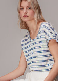 Linen Stripe Scoop Neck Tee