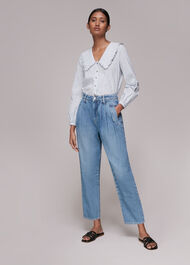 Oversized Collar Stripe Top
