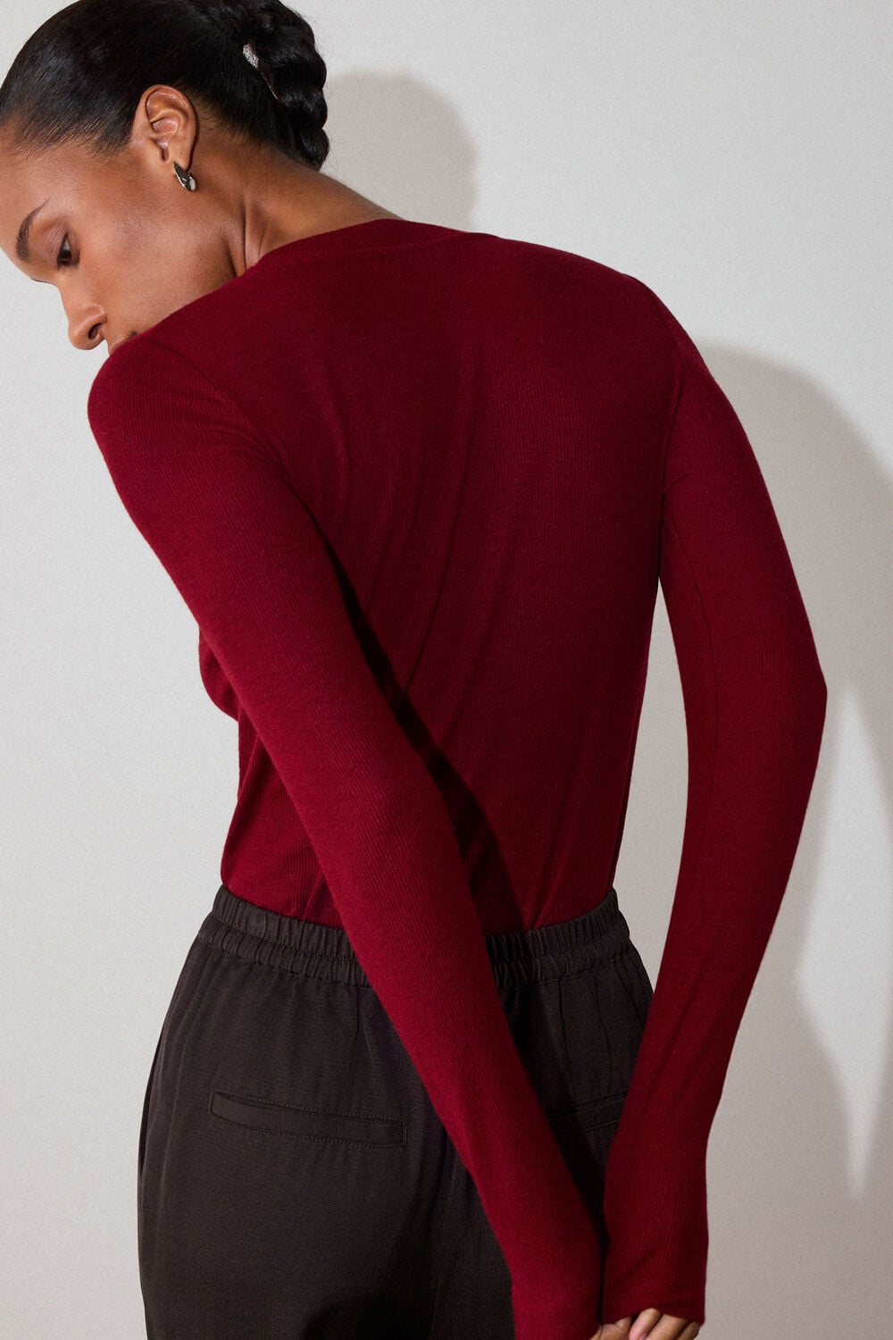 Red Essential Ribbed Crew