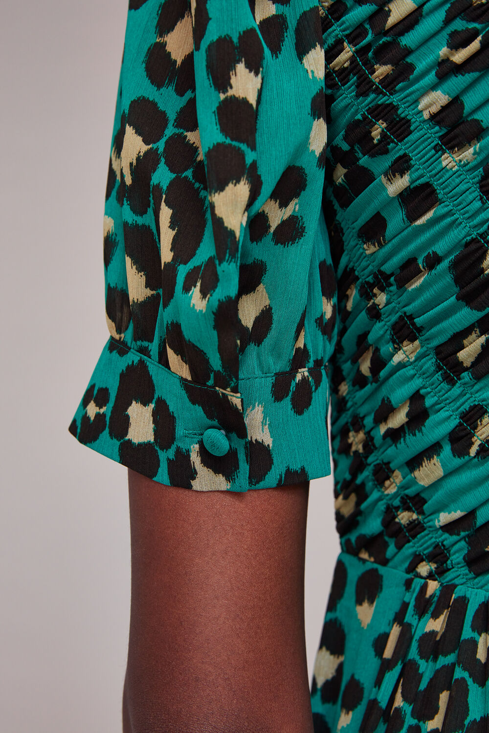 Painted Leopard Shirred Dress