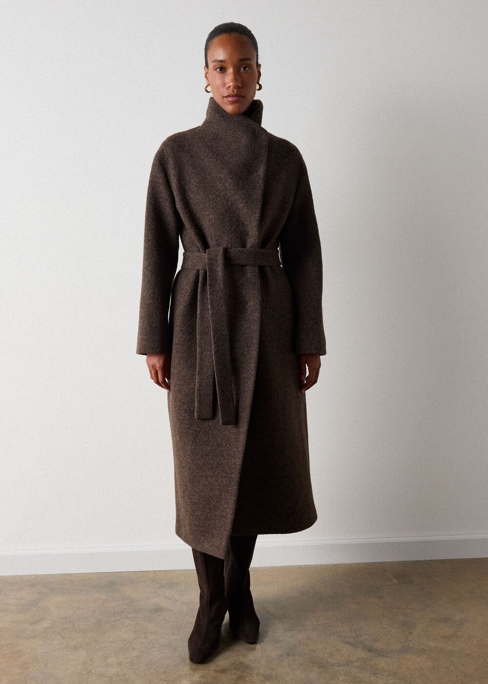 Morgana Wool Funnel Wrap Coat