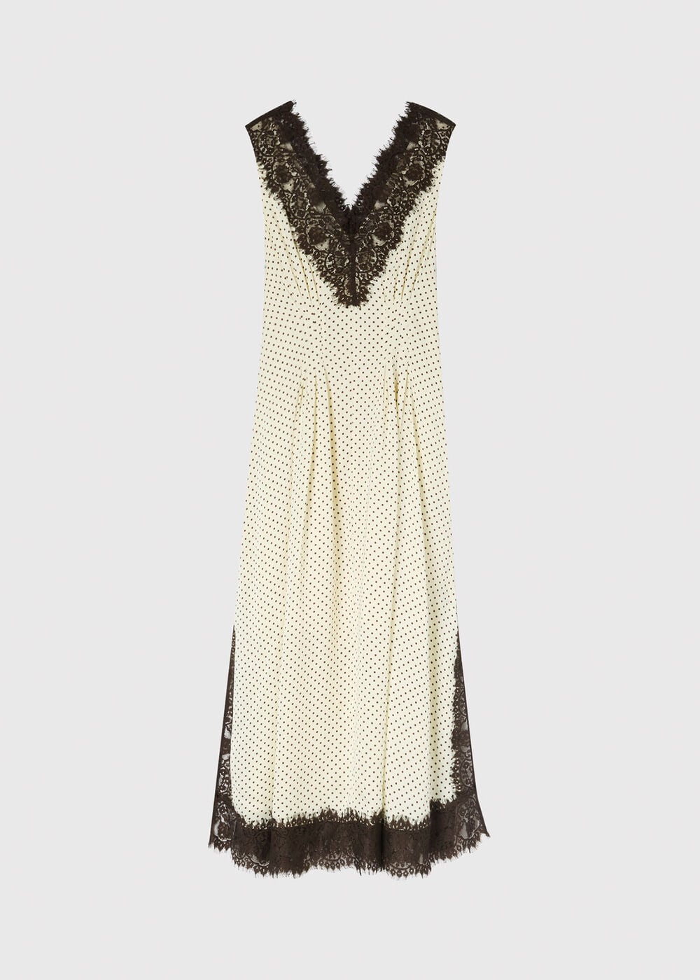 Petite Lace V Neck Spot Midi Dress