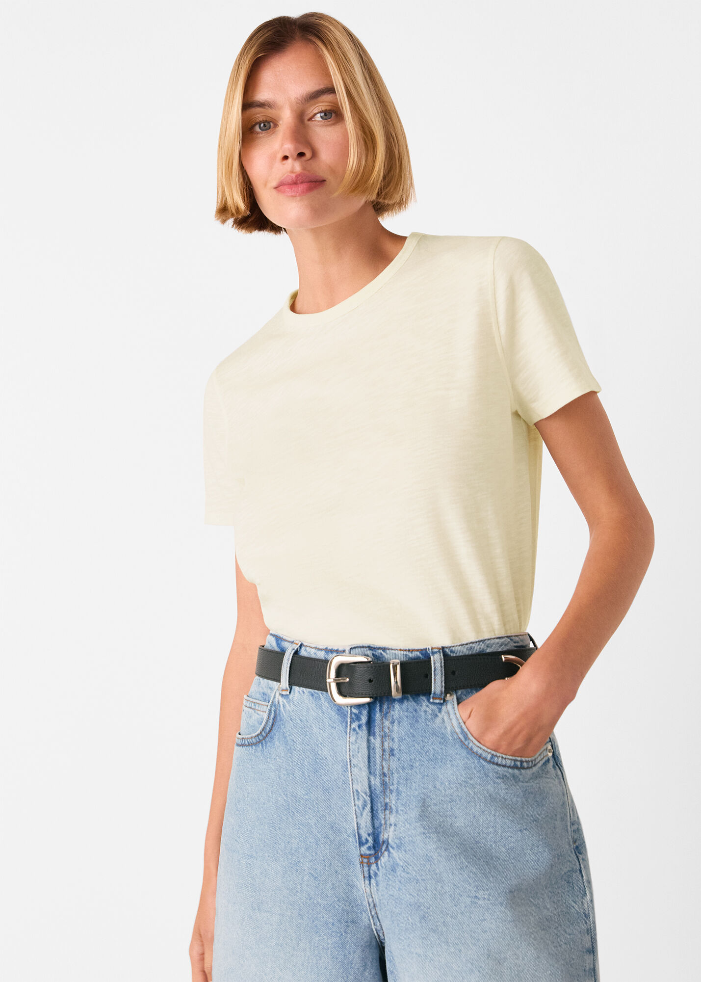 Cream Posie Double Trim Tee | WHISTLES | Whistles US |