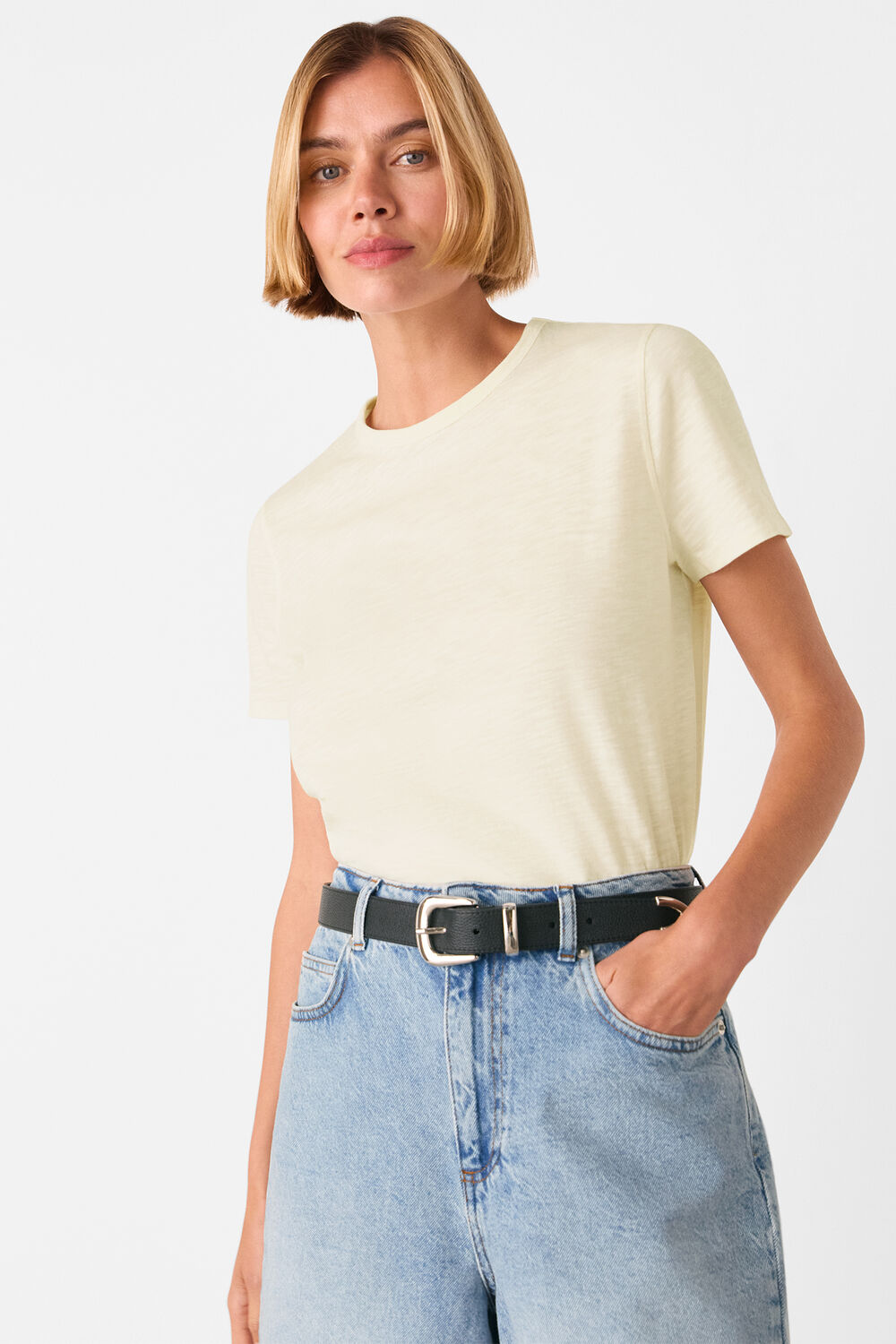 Cream Posie Double Trim Tee