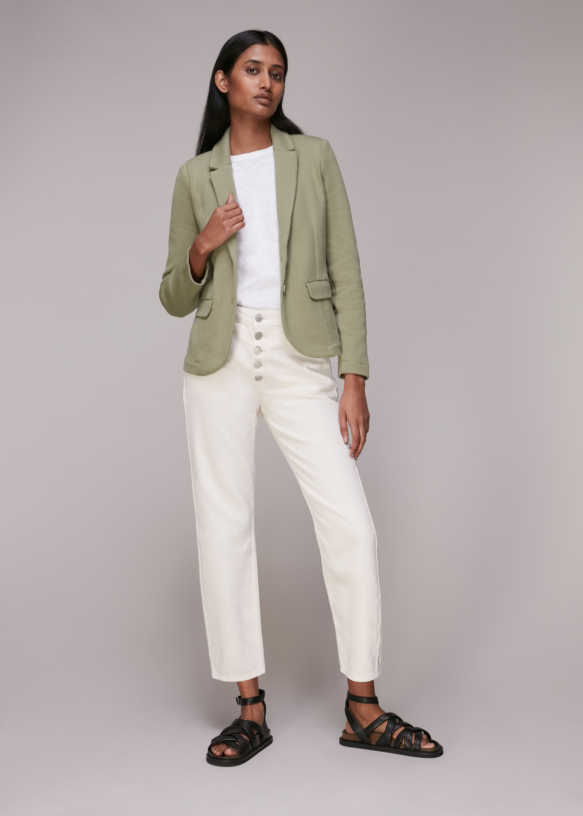 Khaki Slim Fit Jersey Jacket WHISTLES