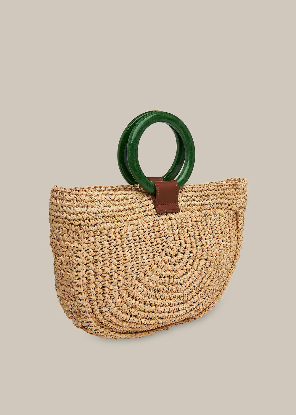Selby Straw Half Moon Bag Neutral