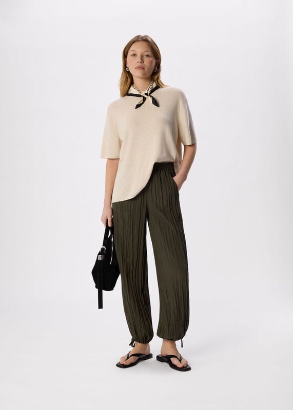 Khaki Relaxed Tie Hem Trouser