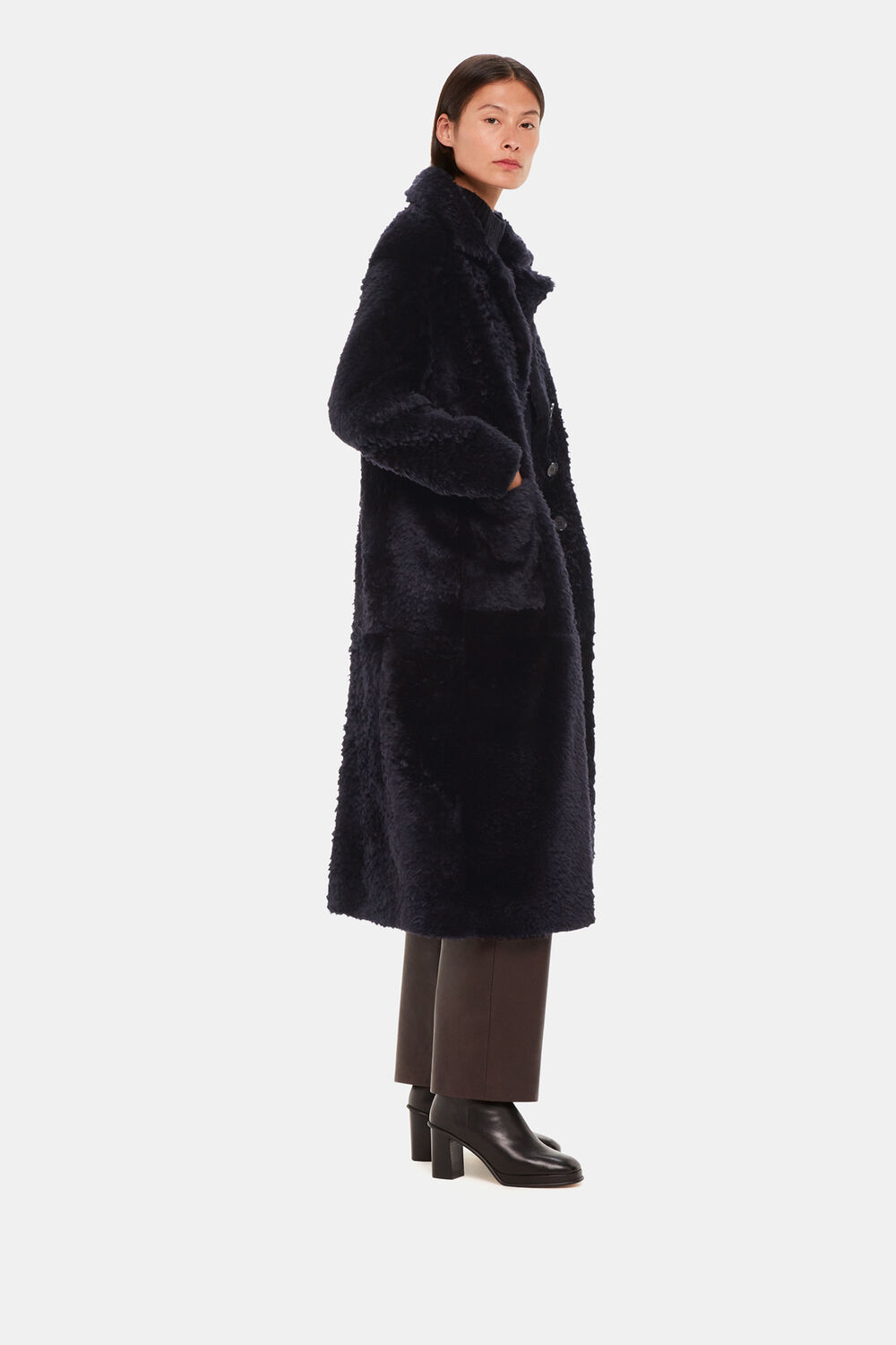 Navy Camille Shearling Coat