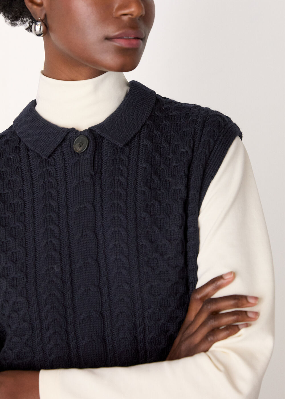 Wool Cable Detail Knit Tank