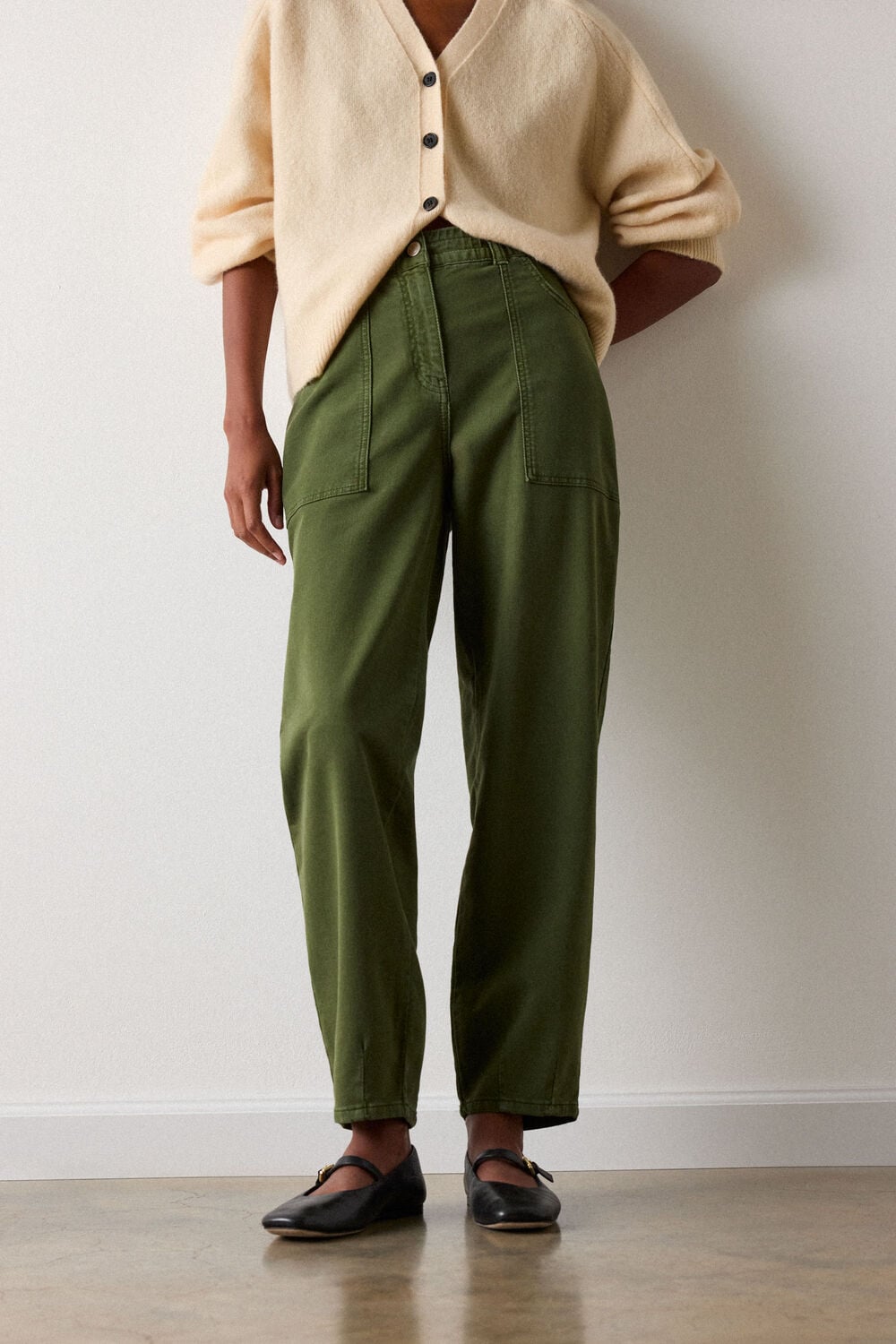 Khaki Full Length Cotton Trouser