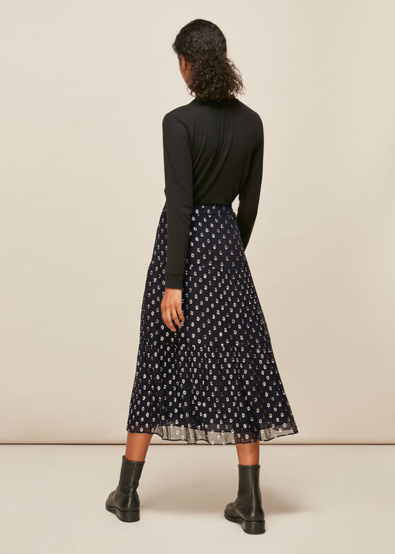 Black Metallic Dobby Skirt