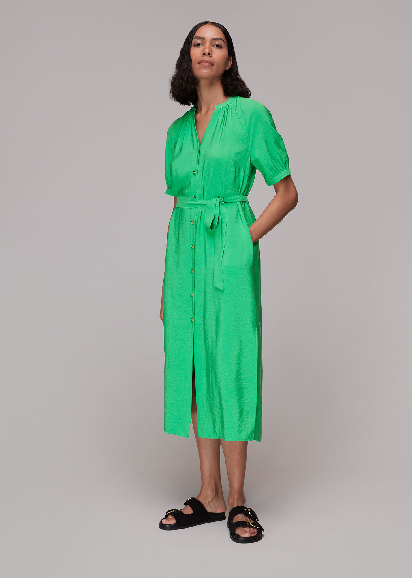 Green Olivia Midi Dress | WHISTLES |