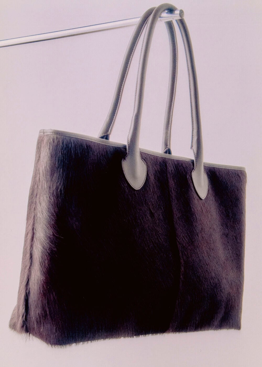 Plum Leandra Hair-On Leather Tote