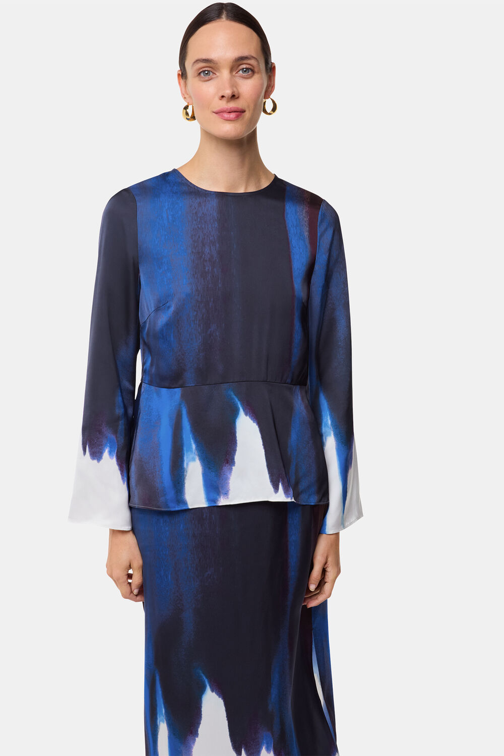 Ice Dye Print Midi Skirt