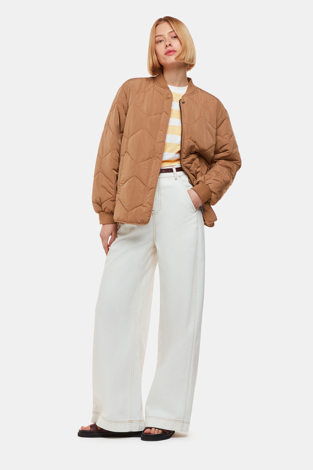 Crew Neck Stripe Pocket Top