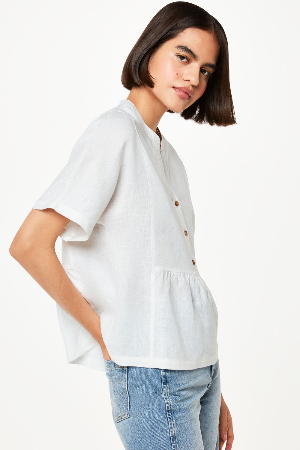 Hannah Linen Peplum Blouse
