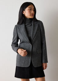 Petite Herringbone Wool Blend Blazer