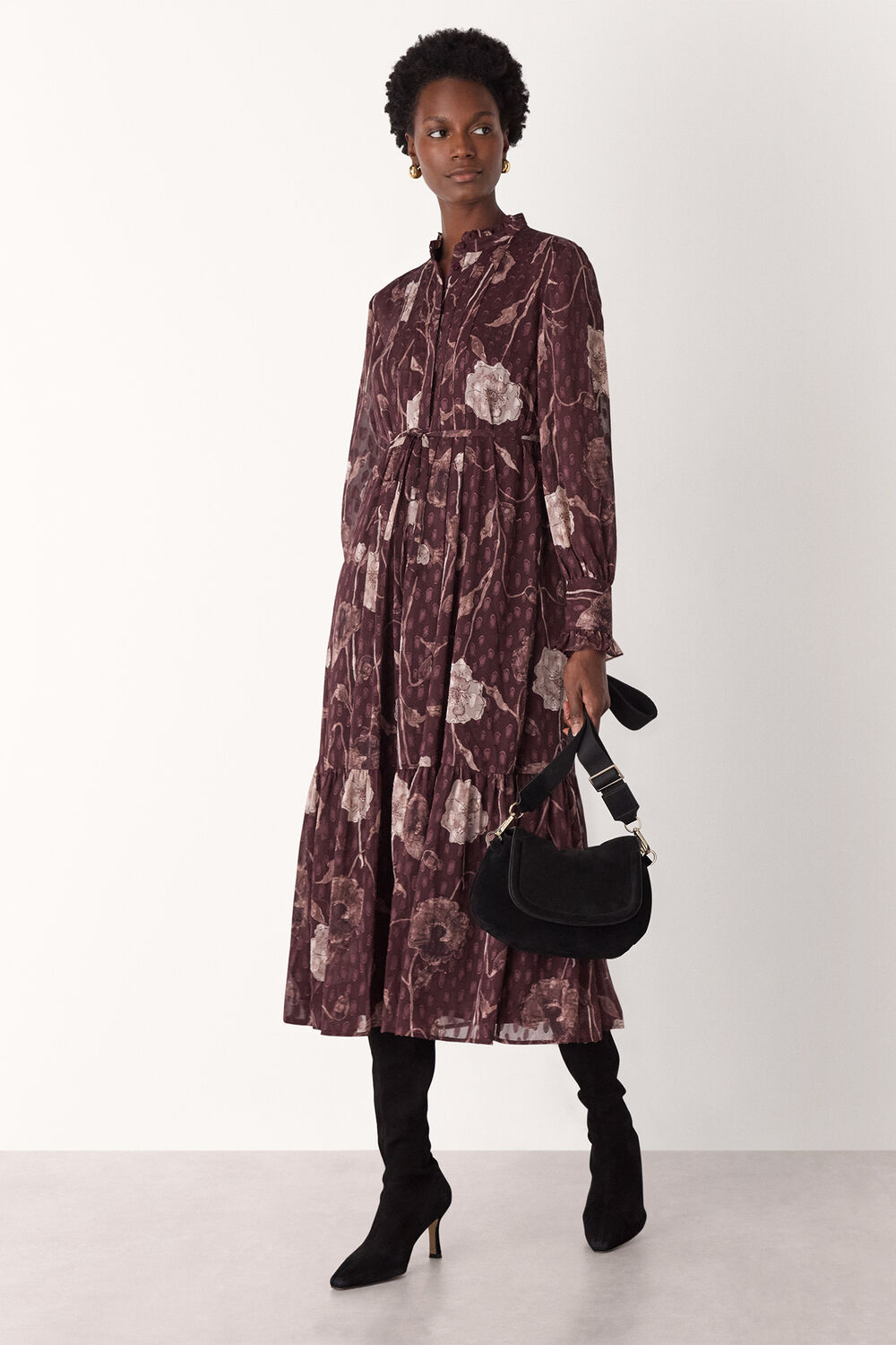 Floral Dobby Midi Dress