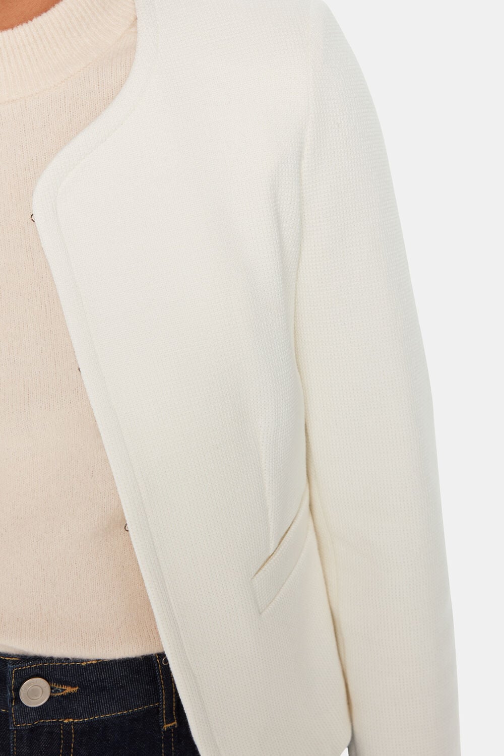 Collarless Jersey Jacket