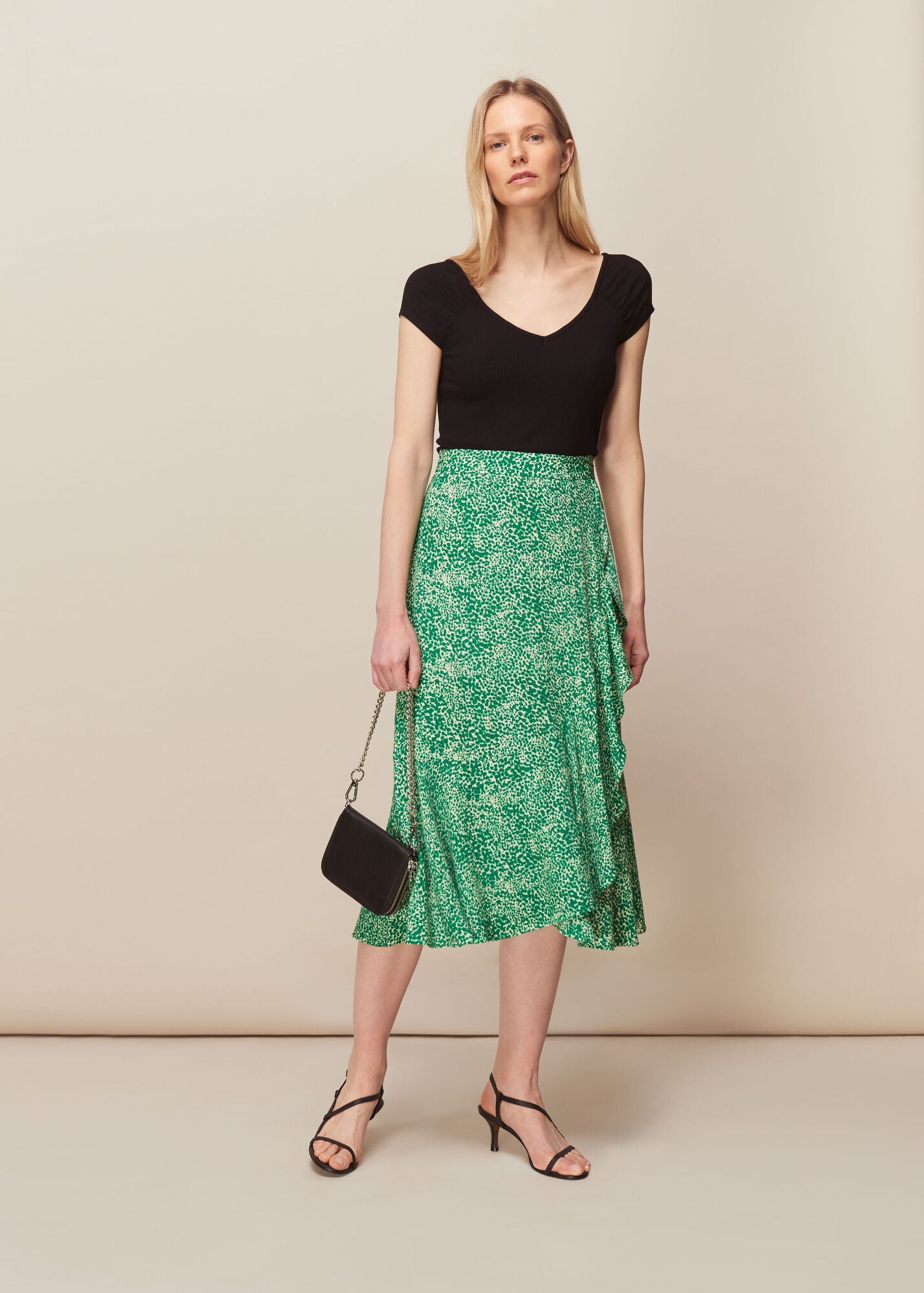 Green/Multi Blot Animal Frill Skirt | WHISTLES | Whistles ROW