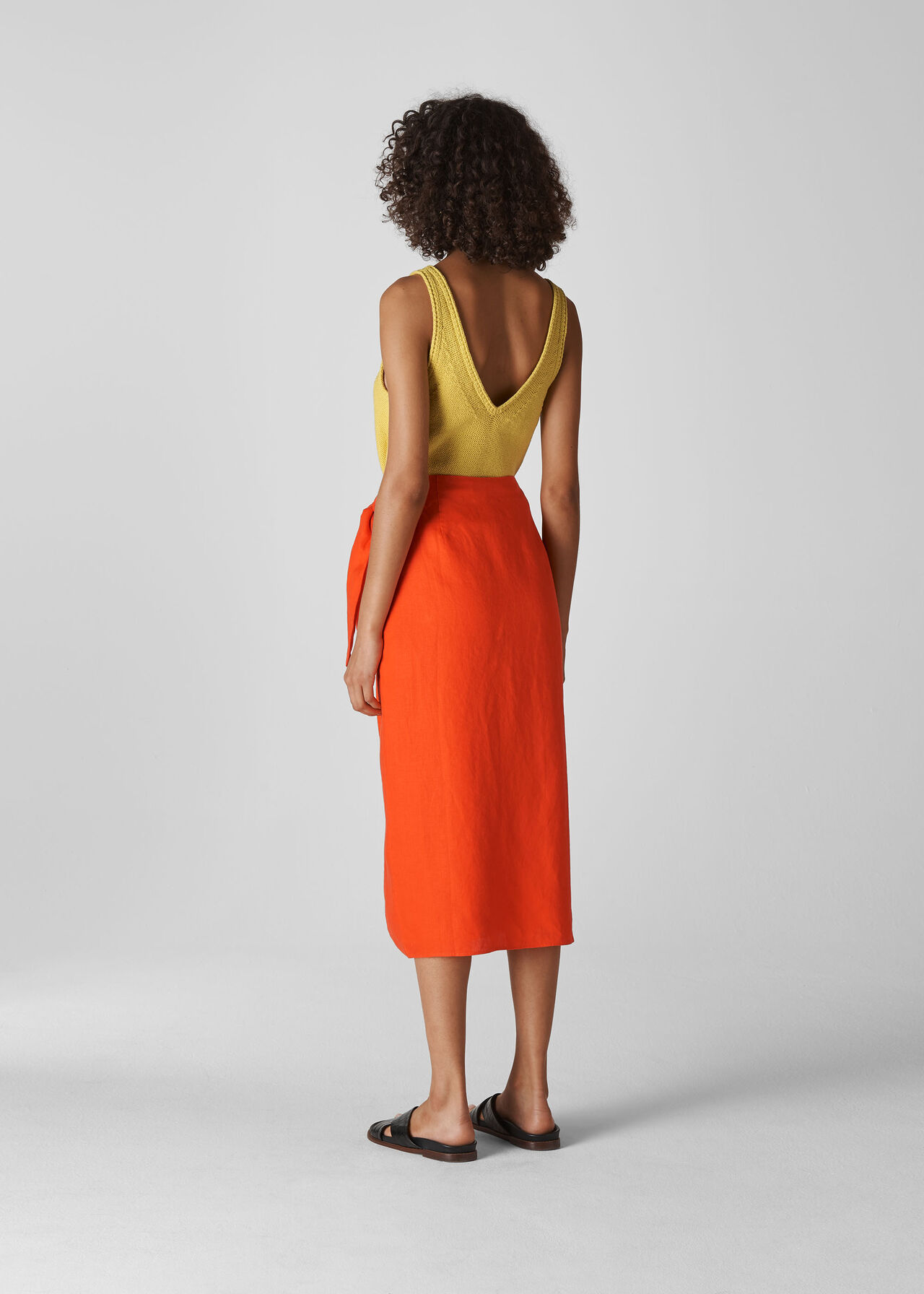 Layla Linen Sarong Skirt Orange