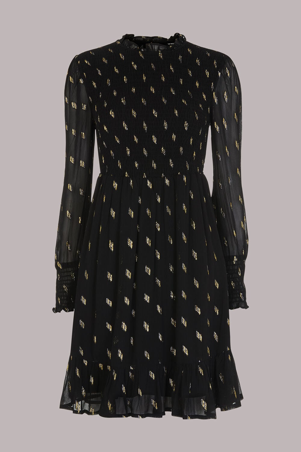 Dobby Shirred Metallic Dress