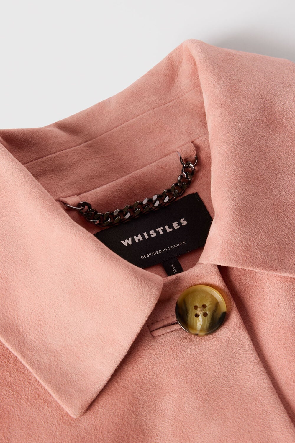 Pink Button Cropped Suede Jacket