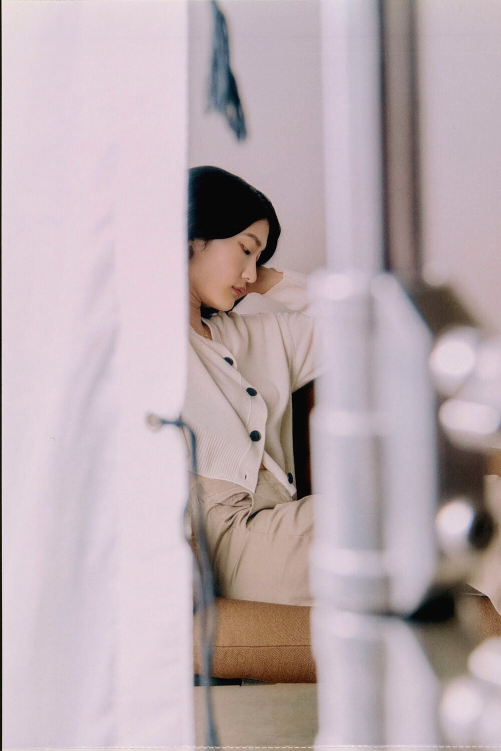Ivory Cashmere Button Cardigan